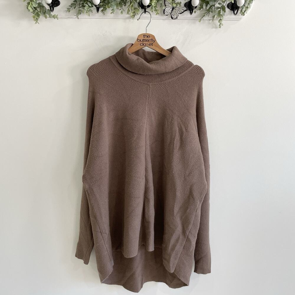 Universal Standard Brown Knit Stretch Turtle Neck Tunic Long Sleeve Sweater Sz S
